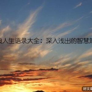 经典人生语录大全：深入浅出的智慧箴言